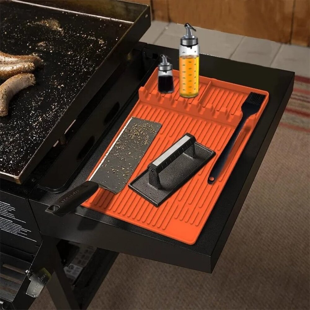 Silicone Tools Mat for Blackstone, Large Silicone Spatula Mat with Drip Pad - Picture 2 of 7